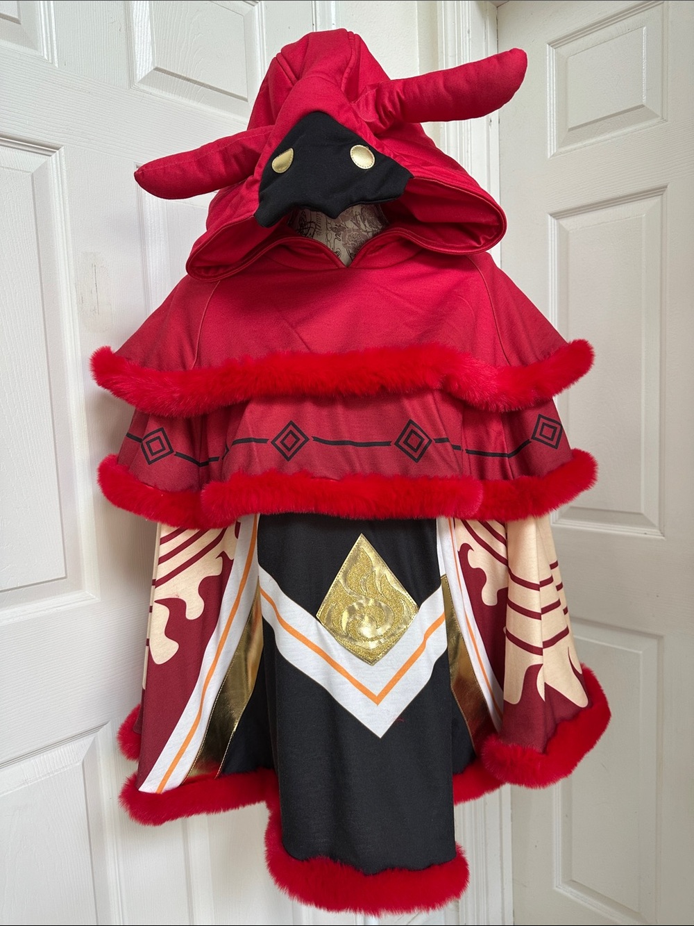 Cosplay FM PYRO ABYSS MAGE Hooded Cloak Costume From Genshin Impact Game S/M
